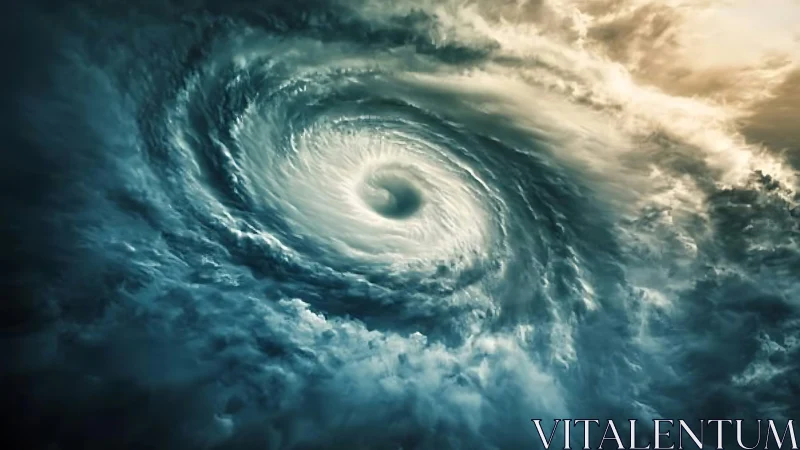 Spiral cloud vortex structure with central eye formation.