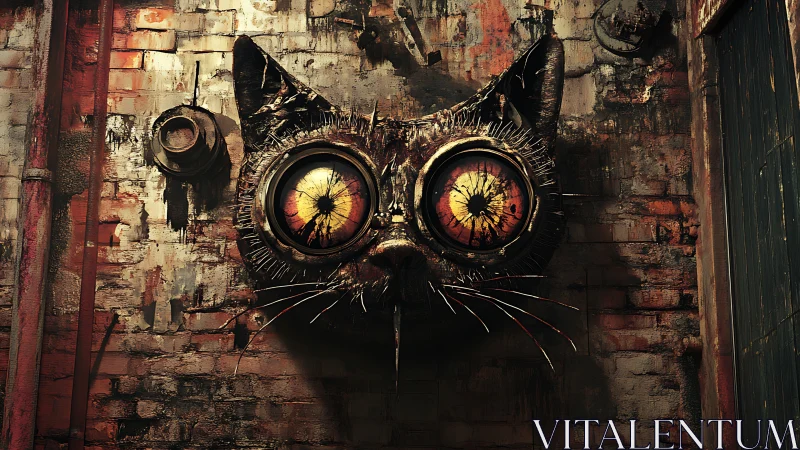 Rustborne alley cat with furnace eyes watches everything.