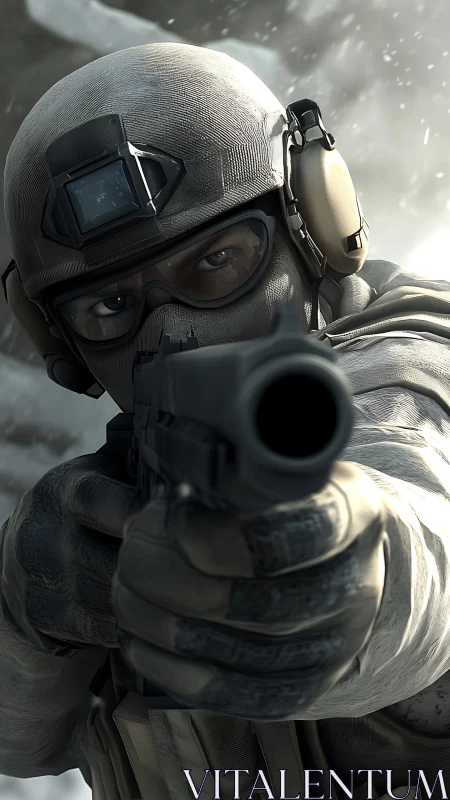 Frost-bitten marksman locks icy focus down the barrel