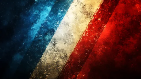 Grunge French Flag Art with Bold Blue, White, and Red Texture.