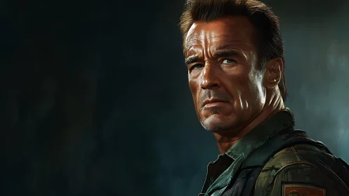 Tough middle aged soldier portrait in dramatic lighting.