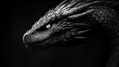 Shadow-scaled dragon in quiet, watchful profile glow.