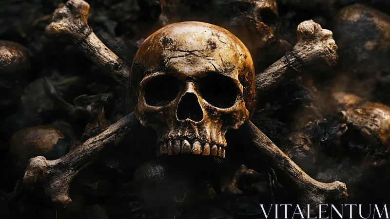 Weathered skull and crossbones with high contrast texture mapping