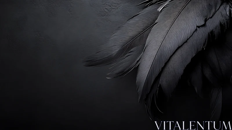 Midnight raven feathers whisper against a velvet void.