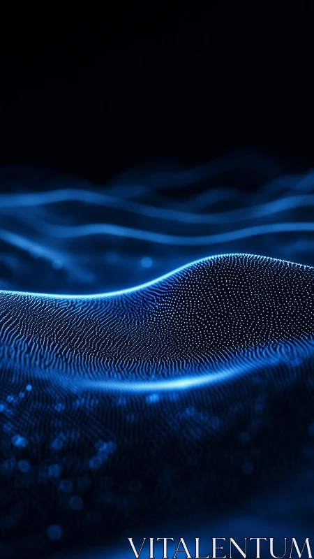 Electric blue data tides ripple across a luminous quantum sea.