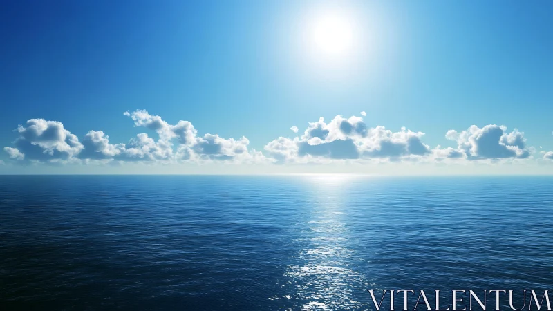 Endless blue ocean gently shimmers under a bright sun