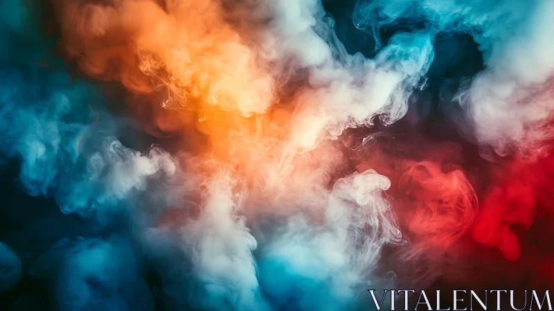Chromatic vapor plumes in dynamic abstract composition.