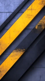 Diagonal yellow stripes cut through an industrial steel wall