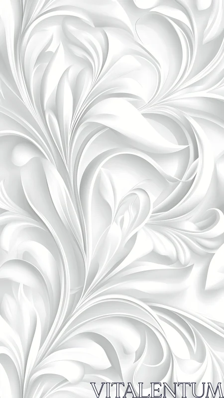 White sculpted abstract florals with layered paper curves.