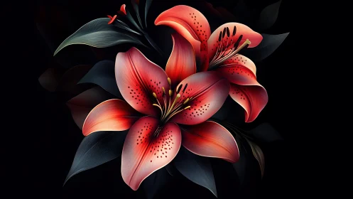 Digitally Rendered Tri-Petal Lily with Layered Volumetric Lighting and High-Resolution Texture Detai