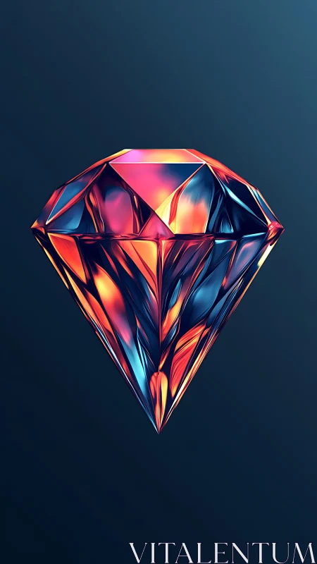 Prismatic crystal diamond glows with vivid neon refractions