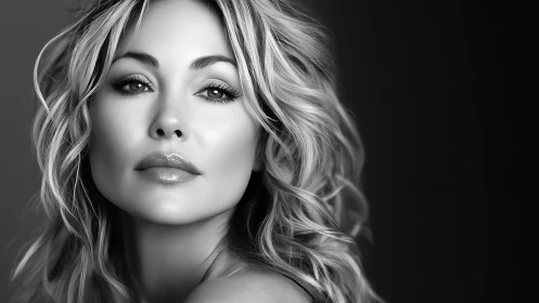 Monochrome high key close up beauty portrait with soft curls