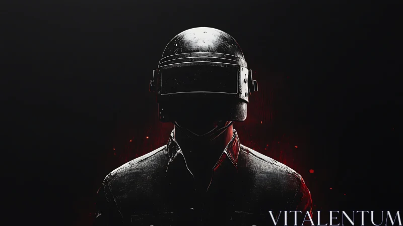 Mysterious gamer stands bold in a dark, glowing arena.