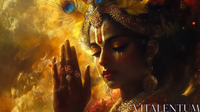 Radiant spiritual portrait in warm golden devotion.