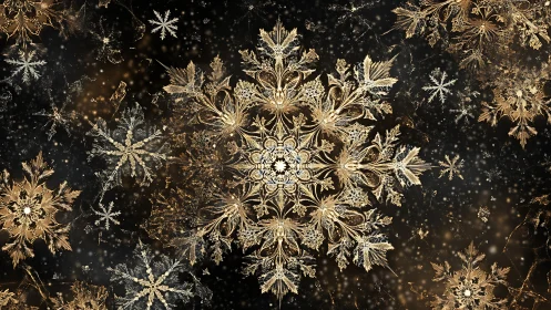 Fractal-symmetric golden snowflake lattice on dark field.