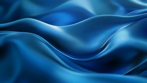 Fluid blue satin waves in abstract digital closeup.