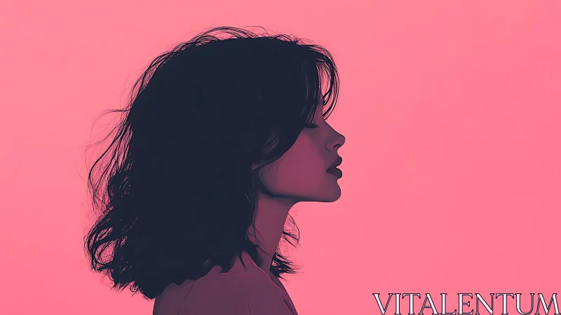 Side profile portrait in monochrome pink vector art.