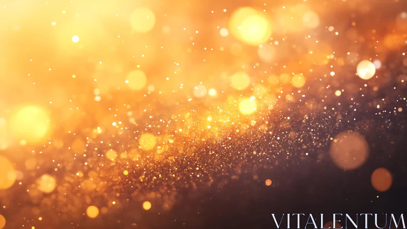 Golden bokeh light background with sparkling glowing particles.