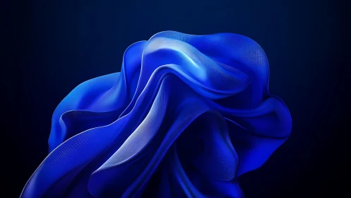 Parametric cobalt ribbon bloom under controlled studio luminance.