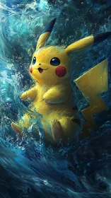 Electric creature drifts through churning blue ocean waves