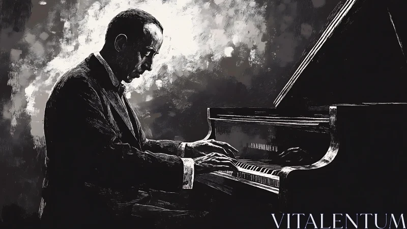 Pianist in quiet focus at a softly glowing grand piano.