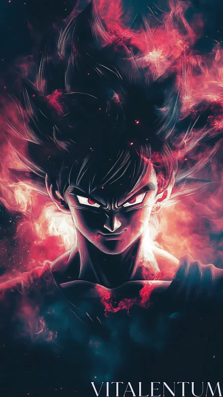 Cosmic warrior rising through neon stormfire and shadow.