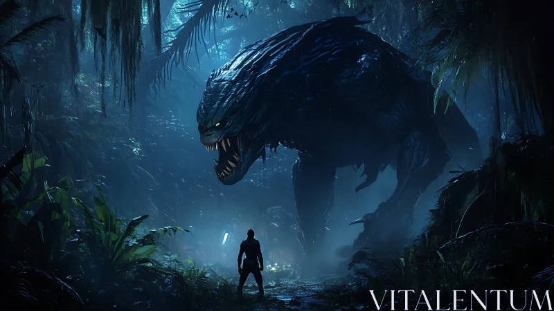 Night jungle showdown reveals brave explorer and vast beast