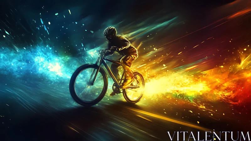 Velocity Unleashed: Cyclist Shatters Through Elemental Energy Collisions