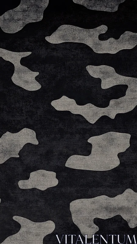 Monochrome camouflage textile pattern uses coarse woven texture