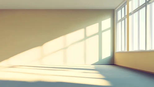 Sunlit geometry quietly turns an empty room into warmth
