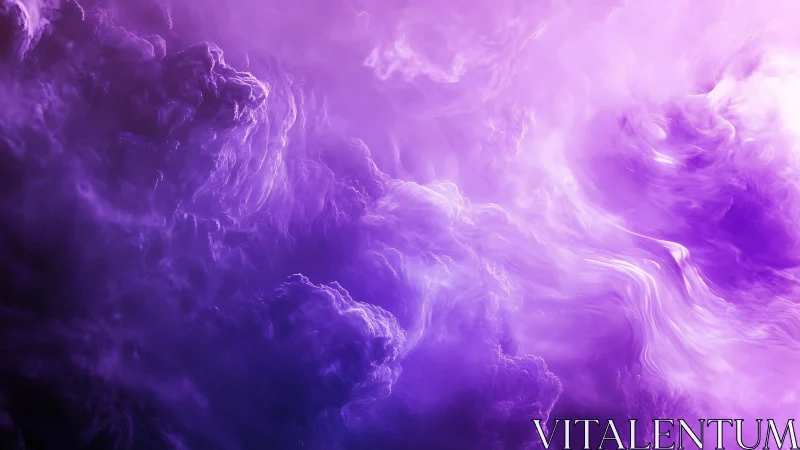 Violet nebula clouds swirl in a luminous cosmic dreamscape