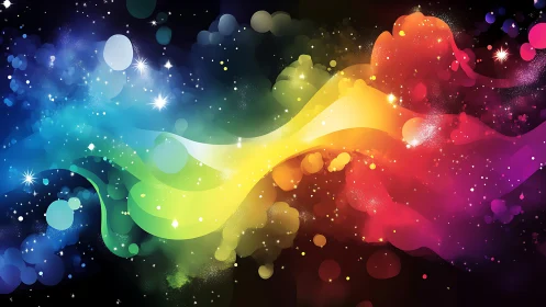 Colorstream comet curls through a sparkling digital cosmos