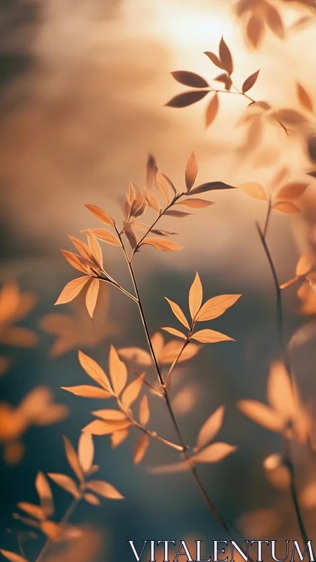 Selective focus on delicate orange leaves in soft backlight.