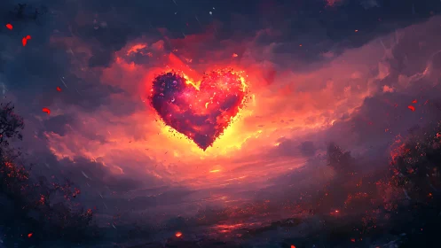 Incandescent Heart Form in Turbulent Atmosphere with Radiative Heat Glow