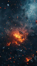 Explosive Energy Eruption Amid Cosmic Dust and Flames.