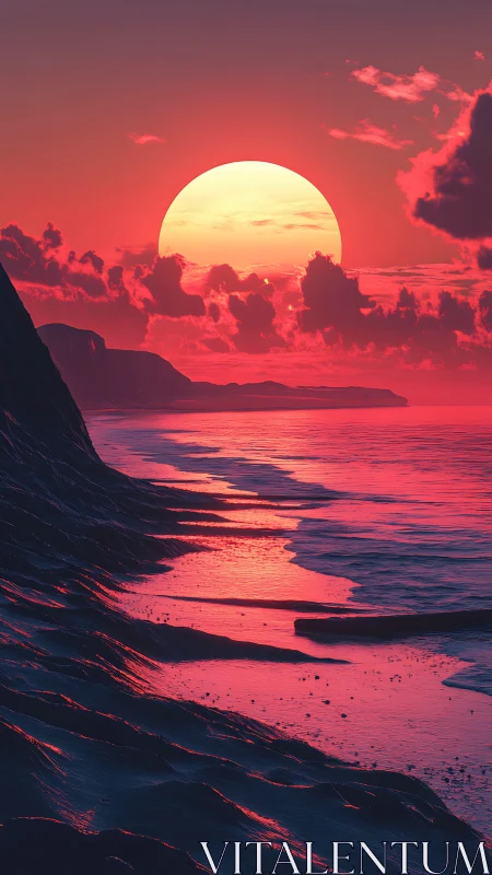 Crimson tides quietly rehearse their glow beneath twin dusk