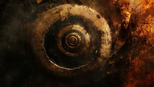 Warm bronze spiral tunnel drawing you into quiet mystery.