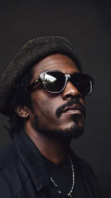 Reflected city lights crown a cool, unbothered gaze