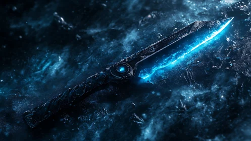 Cryogenic energy blade on fractured ice with luminous core