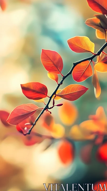 Gentle autumn leaves glowing softly in afternoon light.