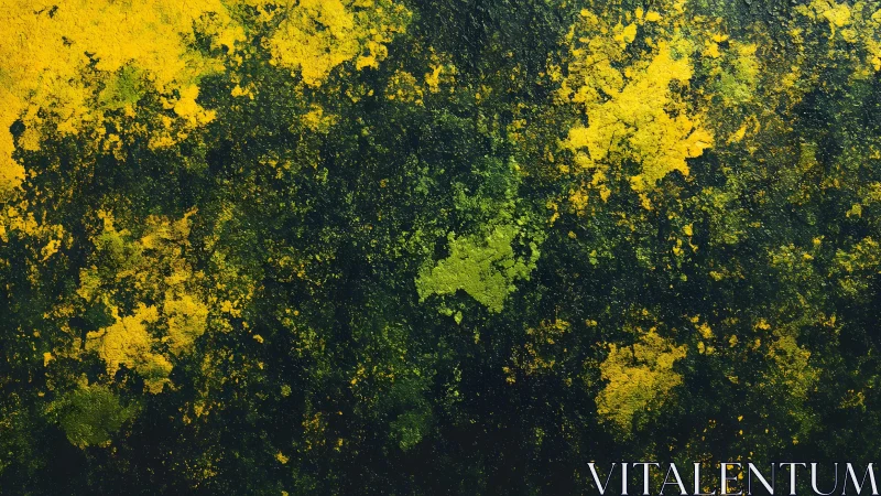 Abstract textured pattern with yellow and green paint splashes.