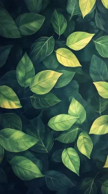 Layered green foliage forms luminous abstract leaf canopy