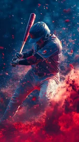 Baseball slugger drives powerful swing through red dust
