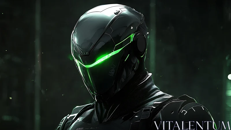 Sleek neon visor robot hero in a moody sci fi glow.