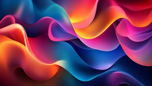 Chromatic silk waves in luminous abstract motion study.