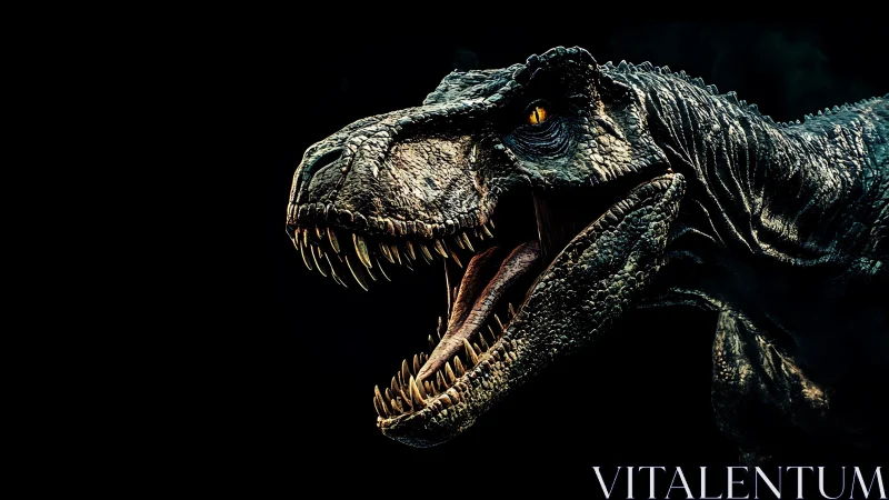 CGI dinosaur head rendered in profile with open jaws