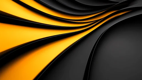 Dynamic black and yellow abstract waves in modern digital art style.