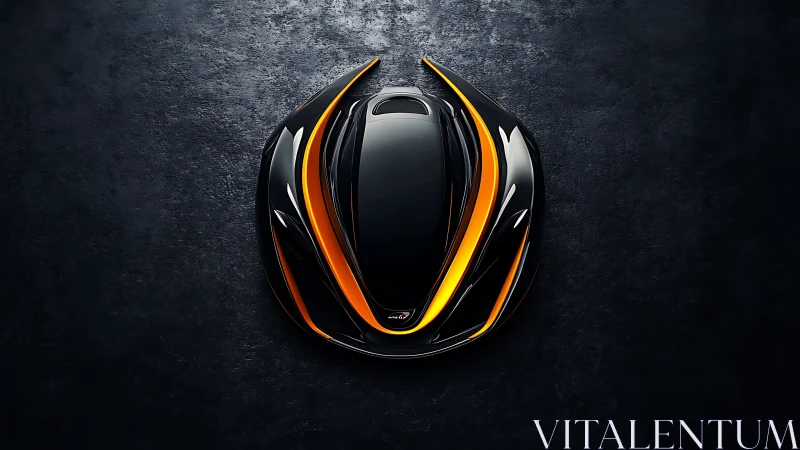 Futuristic black car hood with glowing orange aero blades.