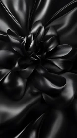 Sculpted black satin petals curl into a dark abstract bloom