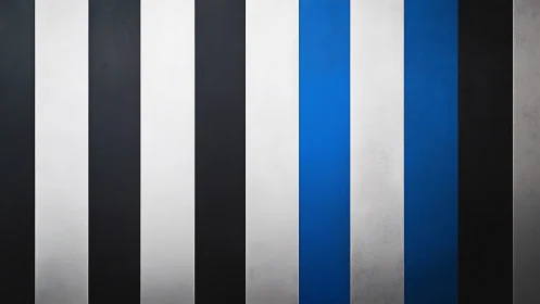 Vertical striped pattern in black, white, blue sequence.